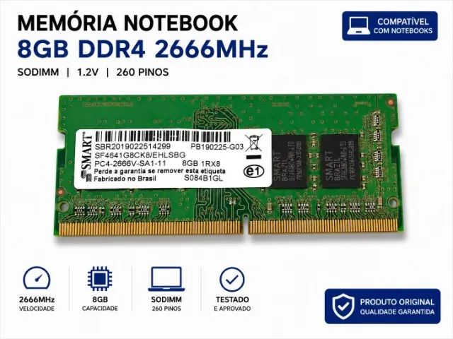 MEMÓRIA RAM 8GB DDR4 SMART       