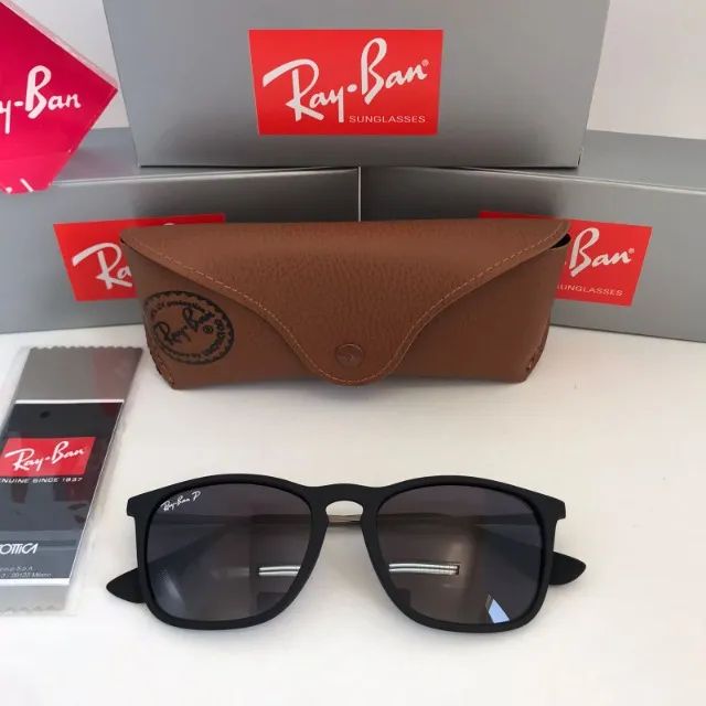 oculos de sol ray ban chris black lentes polarizadas - Foto 5