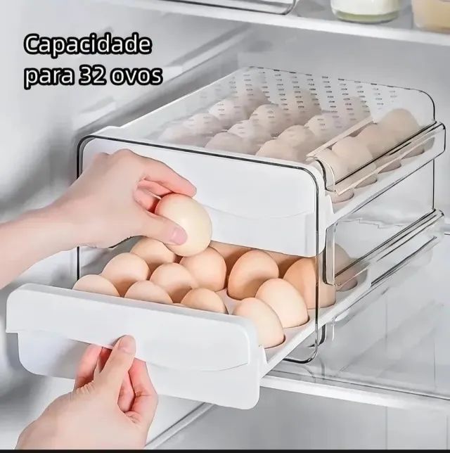 Caixa De Armazenamento De 32 Ovos De Cozinha De Duas Camadas - Foto 5