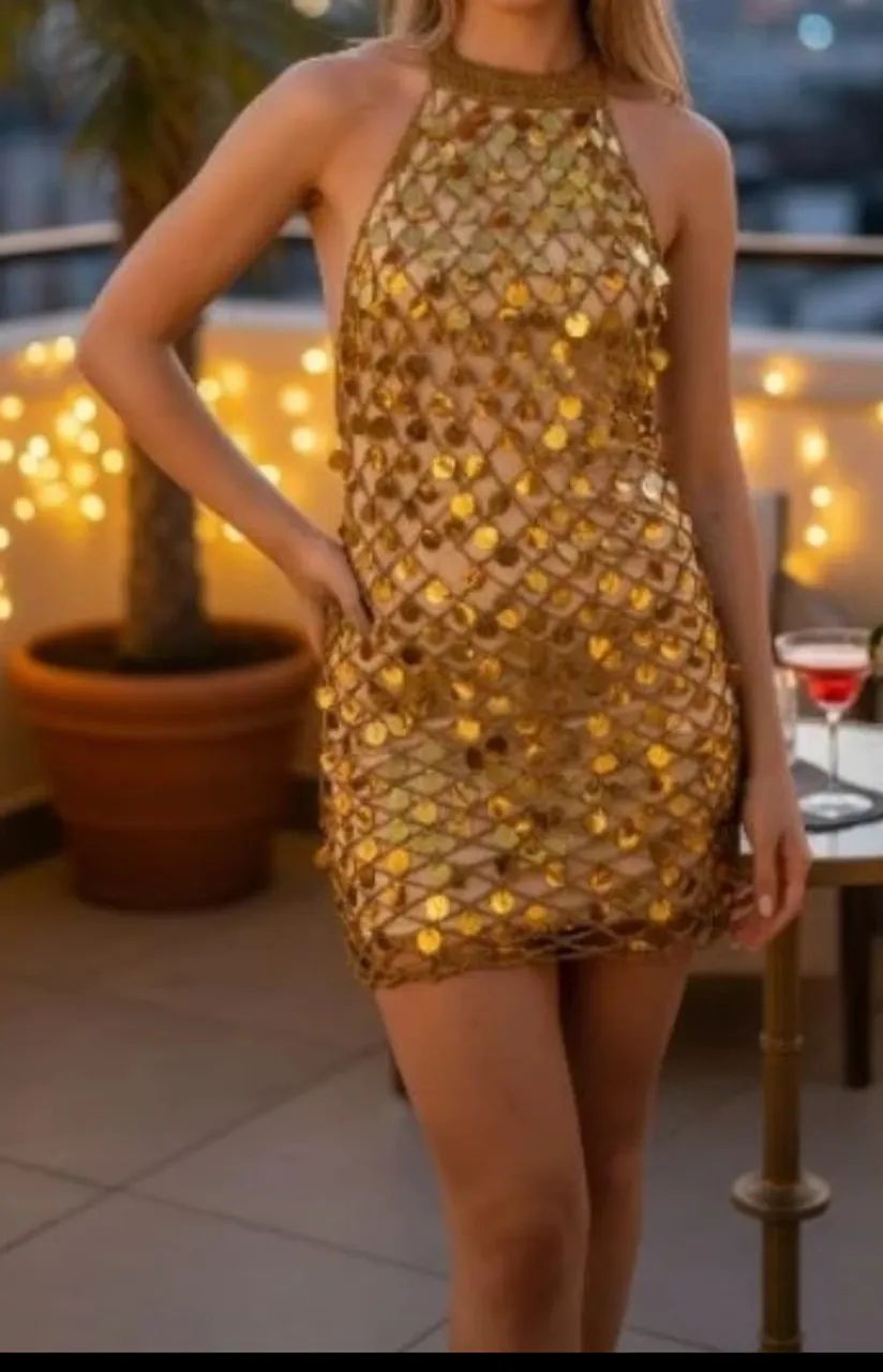 Vestido de crochê com paetê  - Foto 5