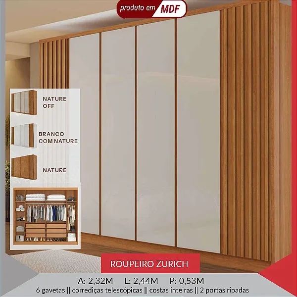 Guarda Roupa Casal Zurich MDF  - Foto 3