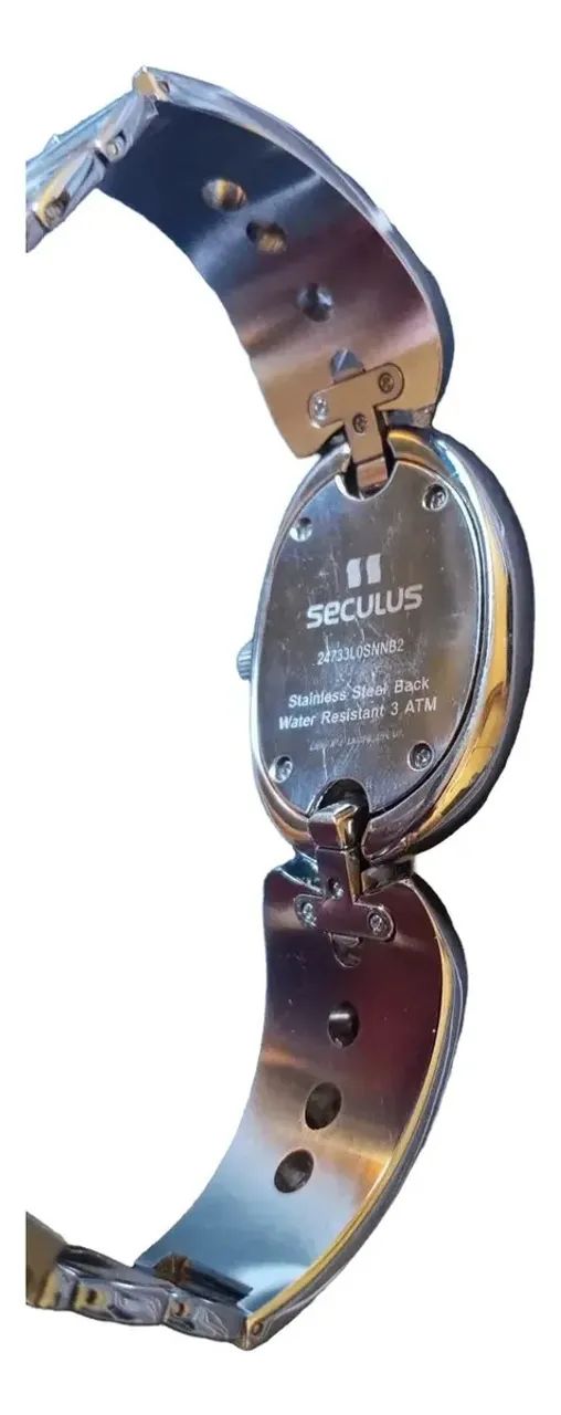 Relógio Feminino Seculus Prata Com Cristais Lindo E Elegante (Usado) - Foto 3