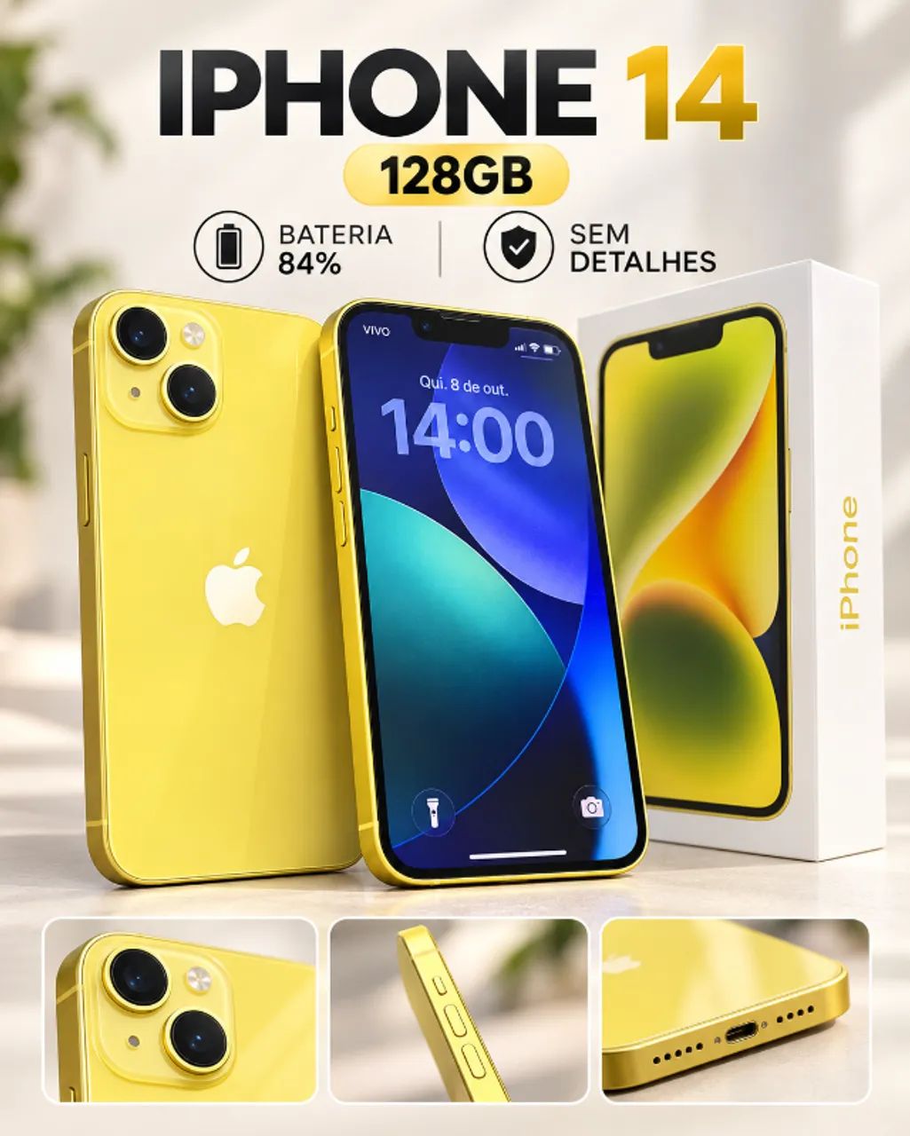 Apple iPhone 14 イエロー 128GB iPhone 14 128GB Amarelo | Impecável | Original - Celulares e