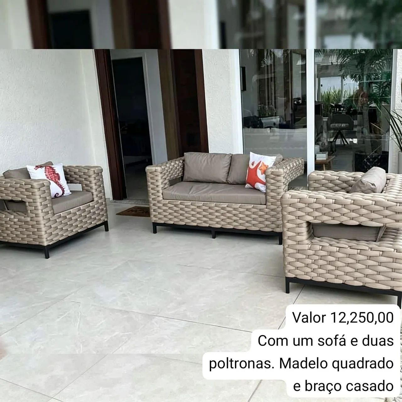 Conjunto de sofá em corda náutica 