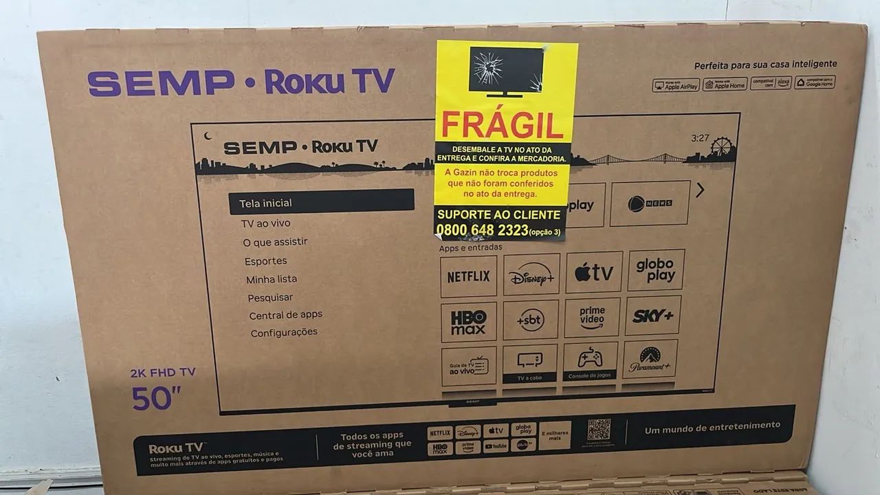 TV Semp 50 Polegadas Roku TV 2K Full HD - Nova
