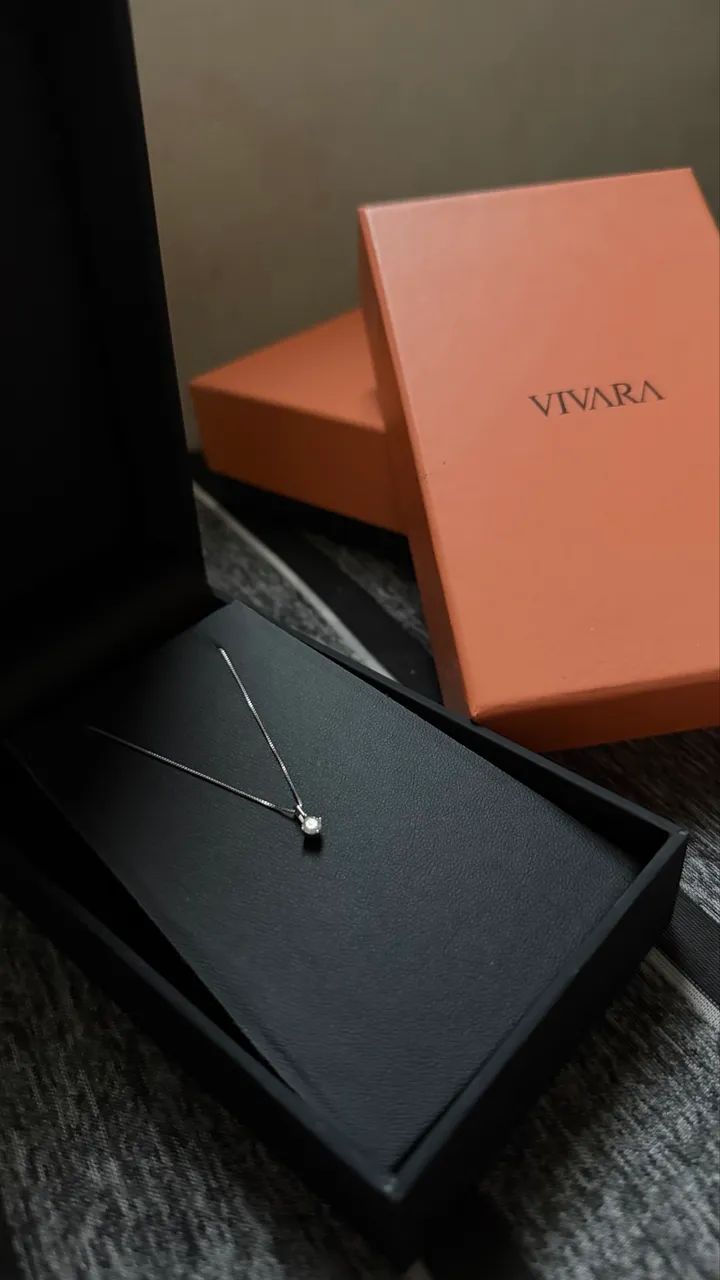Colar Vivara Ouro Banco com Diamante