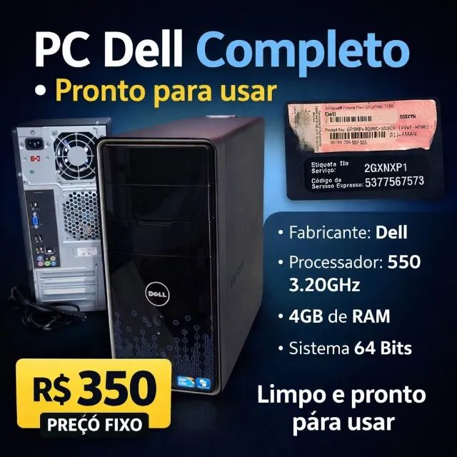 ? PC DELL COMPLETO - PRONTO PRA USAR!
