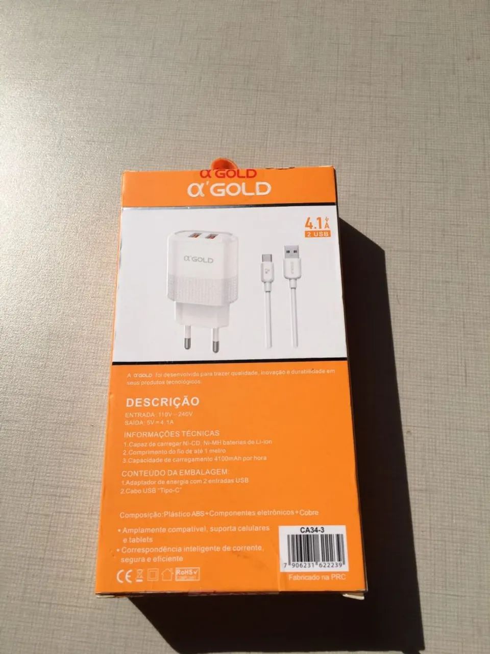 Kit carregador A'Gold USB-C (FONTE E CABO) - Foto 2