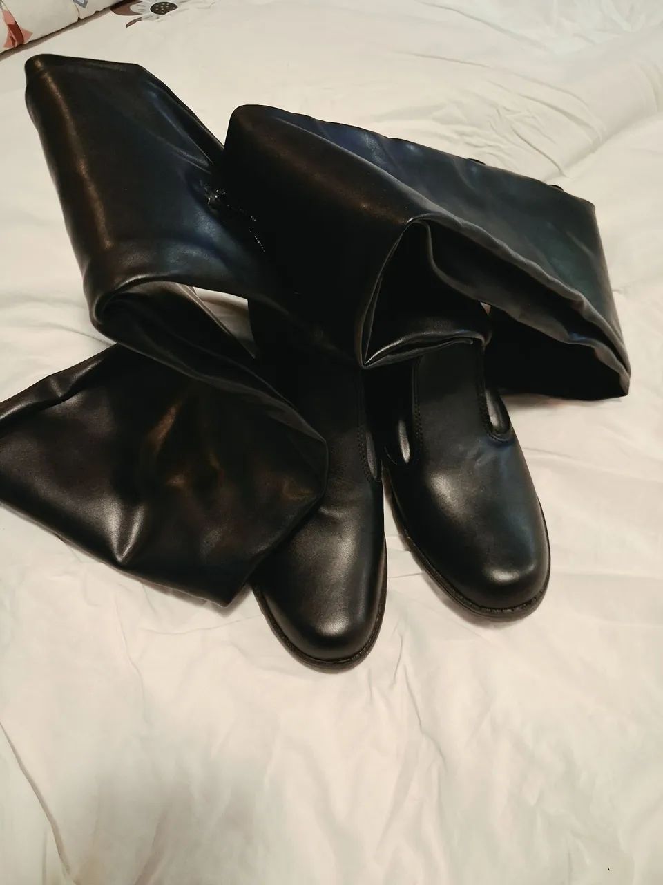 Bota preta cano longo com salto bloco - nova!