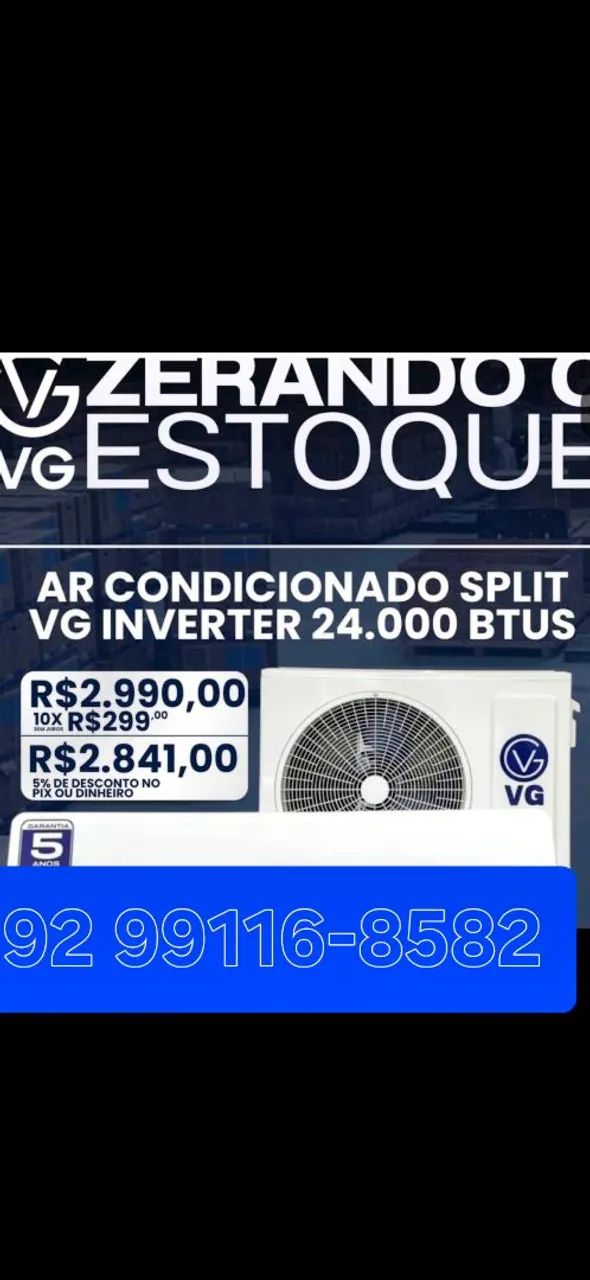 Split VG 24.000 btu 10x sem juros nova com nota e garantia 