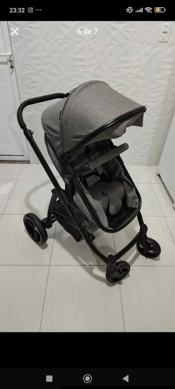 Carrinho de bebê com bebê conforto  - Foto 2