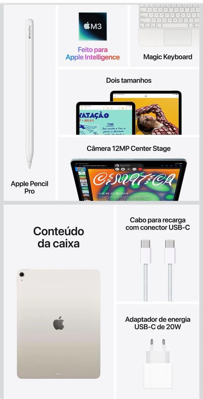 Lacrado Apple iPad Air de 13 polegadas (Wi-Fi, 128 GB) - Luz das estrelas (M3) - Foto 3
