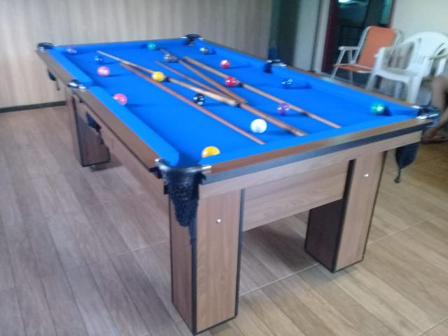 Mesa de Bilhar Quatro Pés Cor Magnólia Tecido Azul Modelo MAC2528 - Foto 3