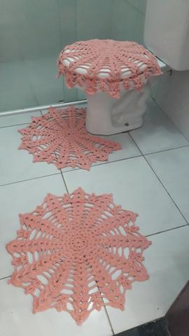 Tapete para banheiro em crochê Kit 3 peças.Novo!!!