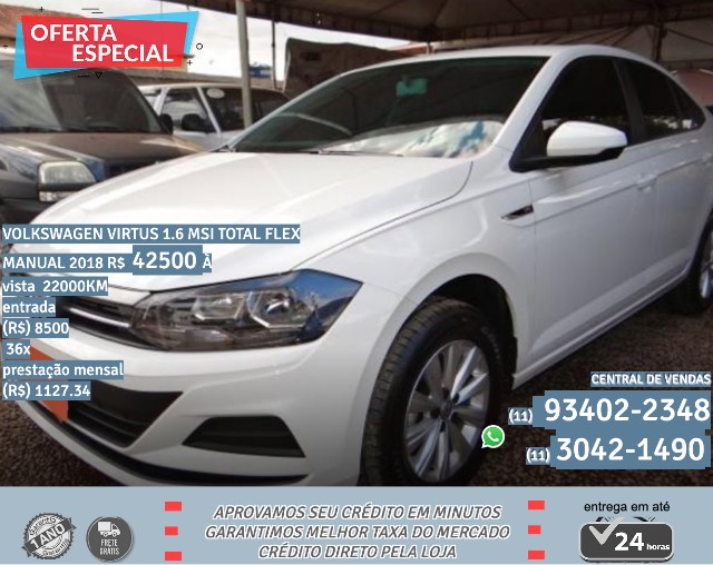 Branco Volkswagen virtus 1.6 msi total flex manual 2018 R$42500 22000Km