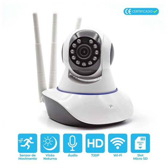 Câmera De Segurança ip 3 Antenas Wifi 360º Visão Noturna - Foto 2