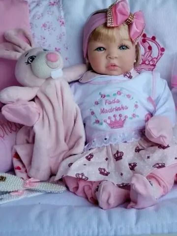 Boneca Bebê Reborn C/ Carrinho Rosa Bolsa Maternidade Jogo - Milk