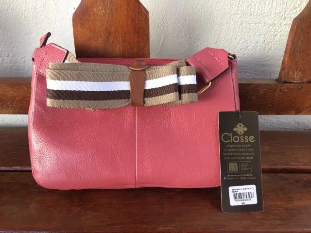 Bolsa Classe Couro Feminina Rosa Chiclete - Foto 4