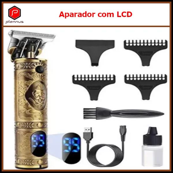 Aparador  Barbeador Máquina De Cortar Cabelo Barba Profissional Com Led C/ Display z374 - Foto 4