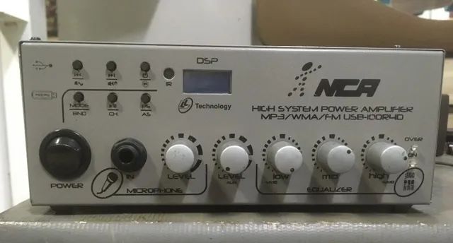 Amplificador e Receiver Nca  Usb Fm mp3/wma  Aux 1 e 2 + Microfone