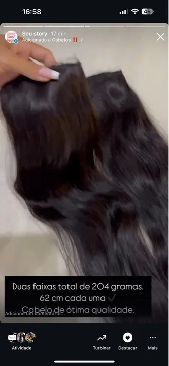 Duas faixas de cabelo humano 62cm - 204g