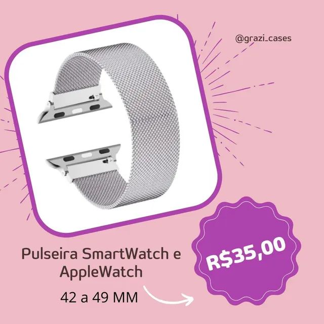 Pulseira Smartwatch e AppleWatch Aço Inoxidavel  - Foto 3