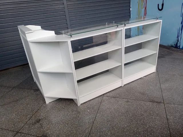 Balcão caixa c/ vitrine tampo de vidro MDF - Foto 2