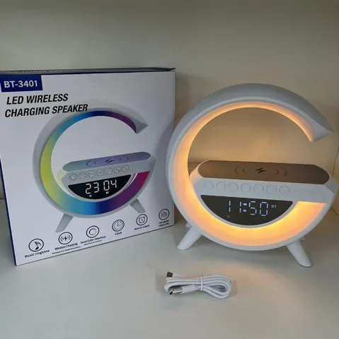 Caixa de Som Bluetooth, Luminária Led e Carregador por indução