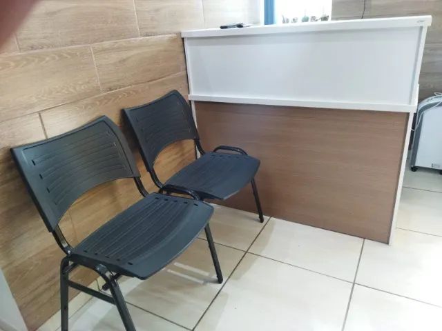 balcão reto com frente amadeirada - Foto 5