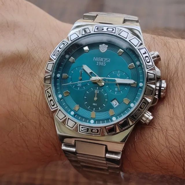 Relógio Nibosi Masculino Verde Turquesa
