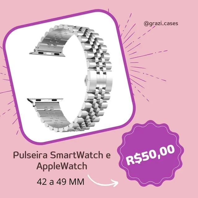 Pulseira Smartwatch e AppleWatch Aço Inoxidavel  - Foto 6