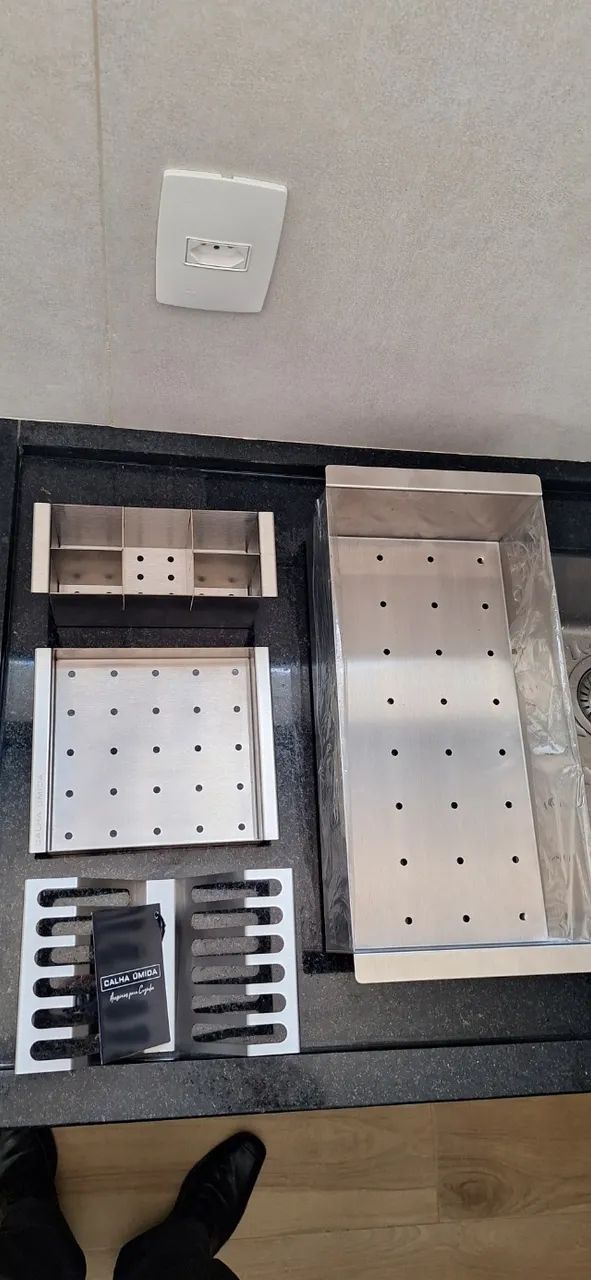 Cesto Escorredor Inox 3 Módulos Para Cuba - Calha Úmida - Foto 5