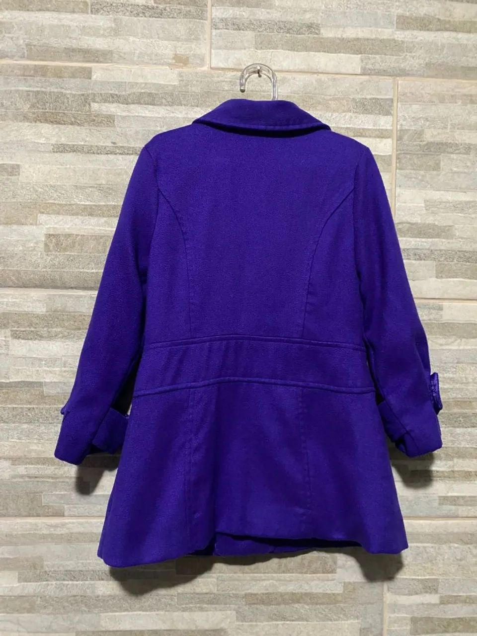 Casaco infantil roxo elegante modelo sobretudo  - Foto 4