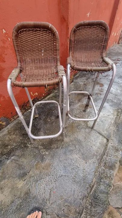 Par de Cadeiras de aluminio com Assento de Palhinha - Foto 2