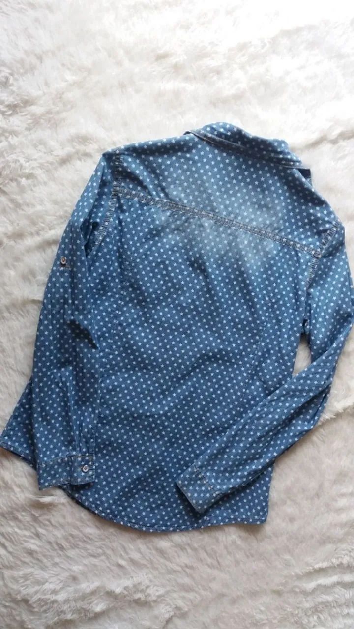 Camisa jeans feminina estrelinhas / Tam P - Foto 5