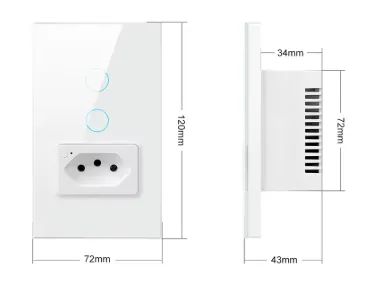 Interruptor duplo com tomada Smart, compatível com Alexa. - Foto 3