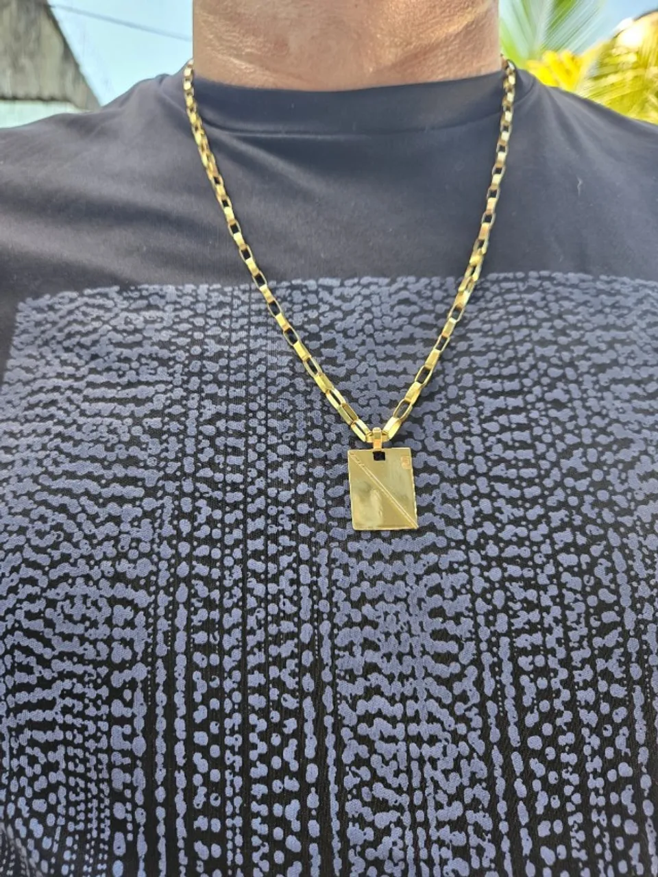 Corrente de ouro masculina com pingente