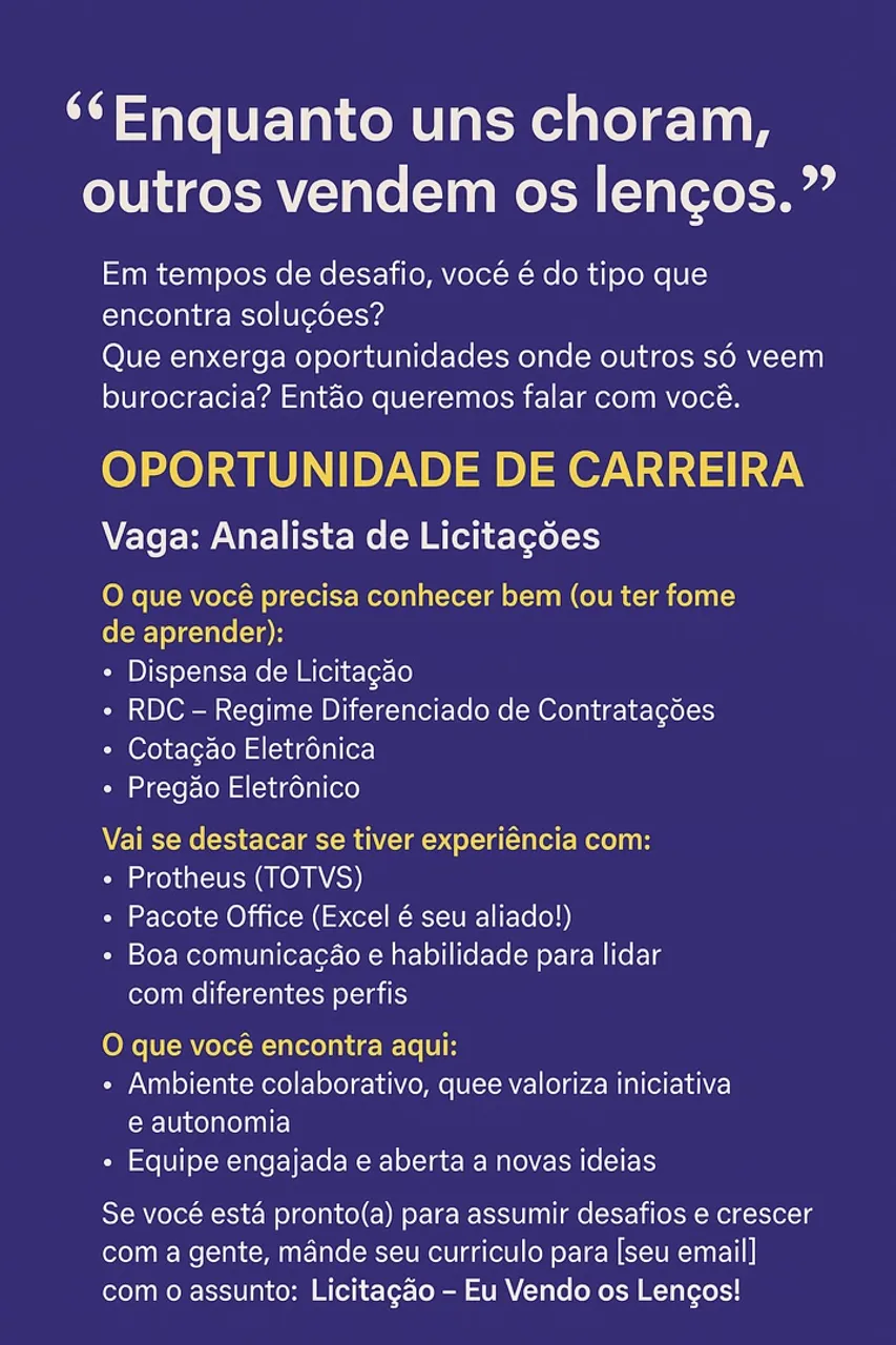 Vaga para analista de licitação 