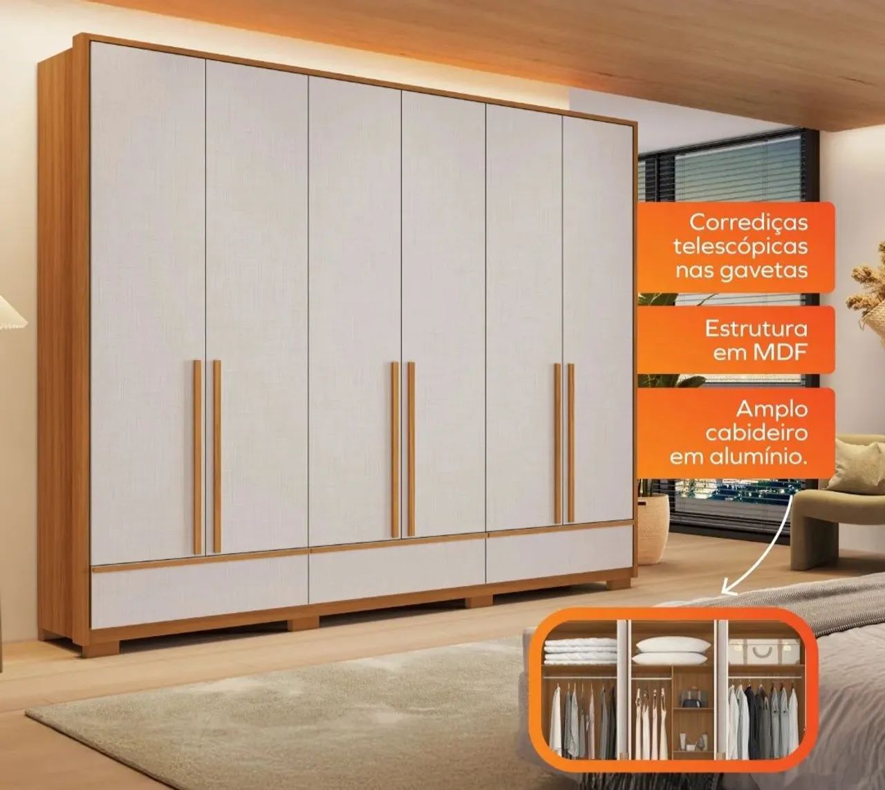 Guarda-Roupa Moderno com Espelho e Design Funcional - Foto 2