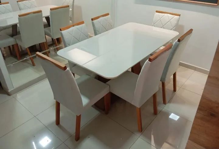 Mesa de Jantar celestial  - 6 Cadeiras