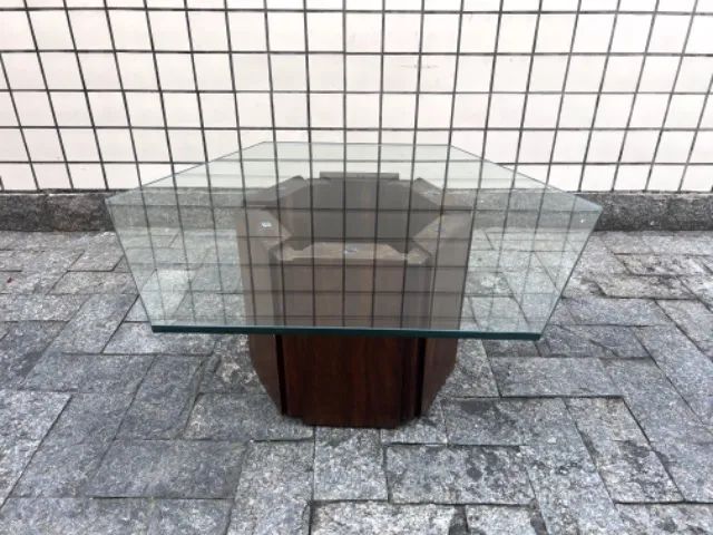 Mesa De Centro - Madeira Maciça Com Tampo De Vidro