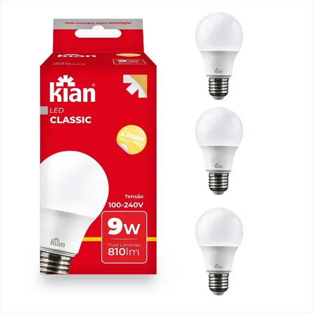Lâmpada LED Classic 9w - Kit com 3 Unidades ou Unitária | Entrega em Palhoça e Região