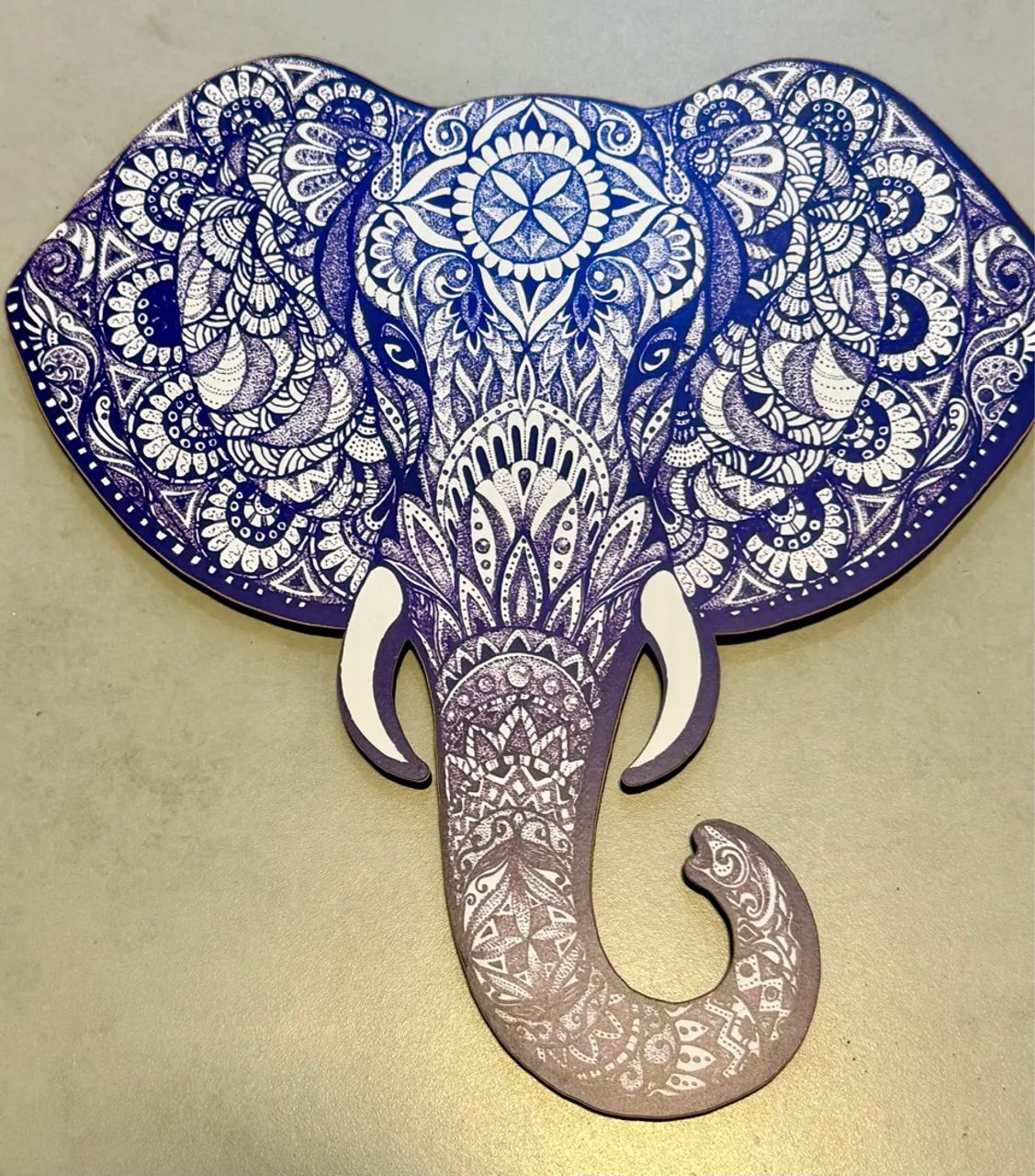 Placa decorativa elefante indiano em MDF 