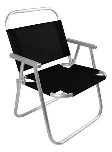 Cadeira De Praia Alumínio Riviera Até 130kg Cor Preto