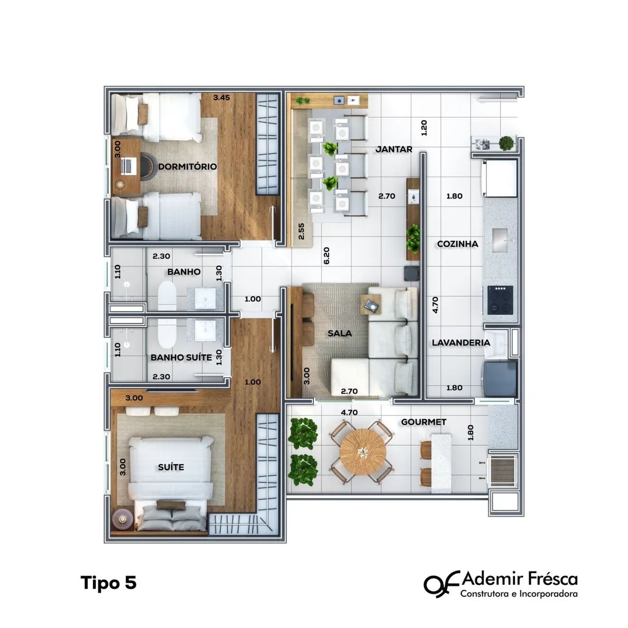 Apto no 6º andar