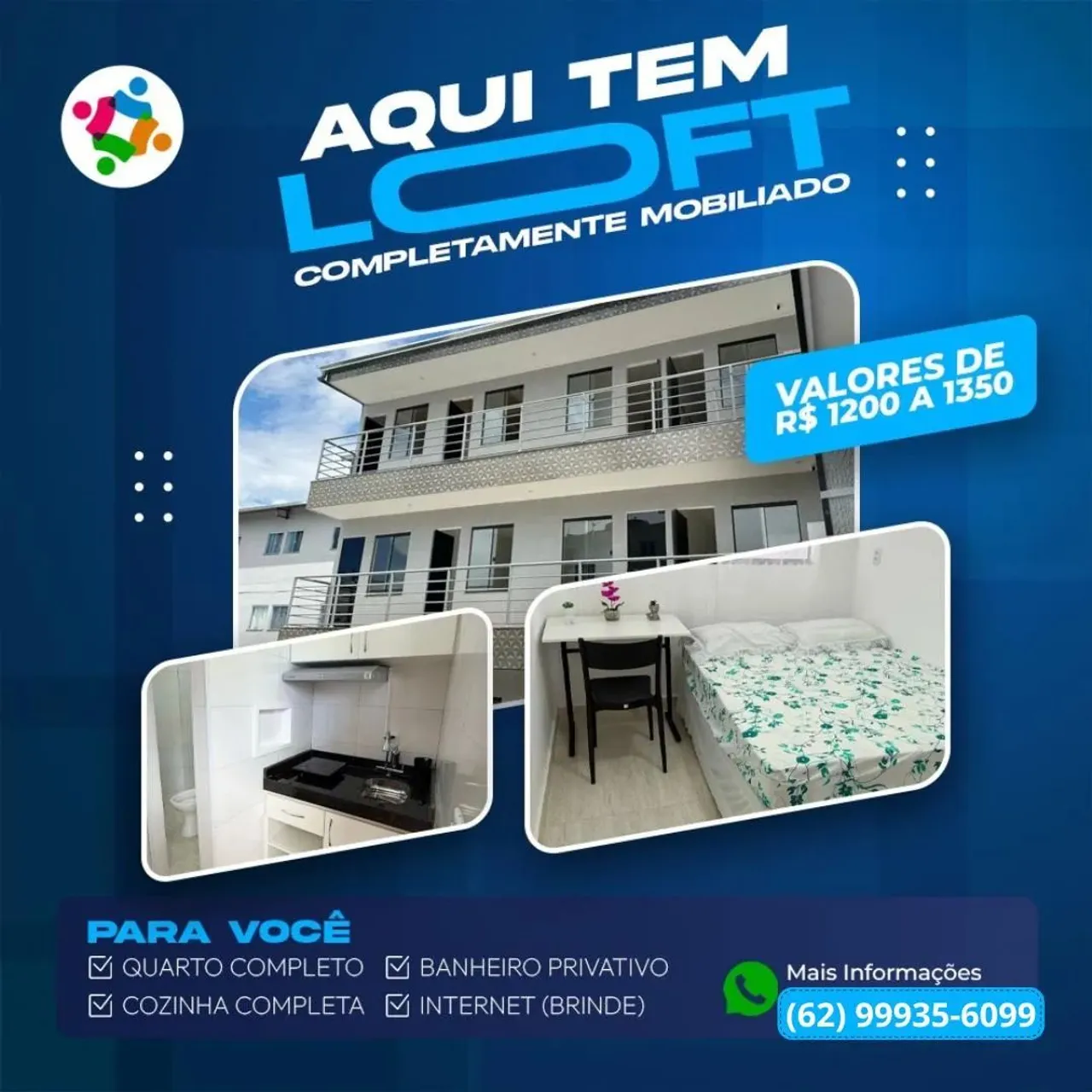 Kitnet Lofts mobiliado no final do Setor Bueno R$ 1.200 com Academia e Lavanderia