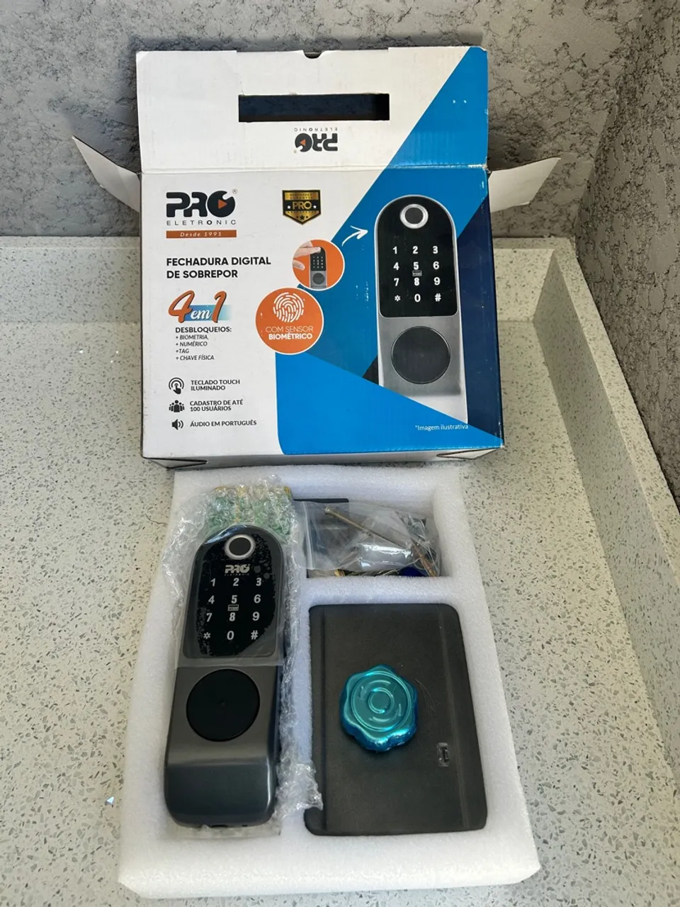 Fechadura Digital de Sobrepor PRO Eletronic Biometria e Teclado