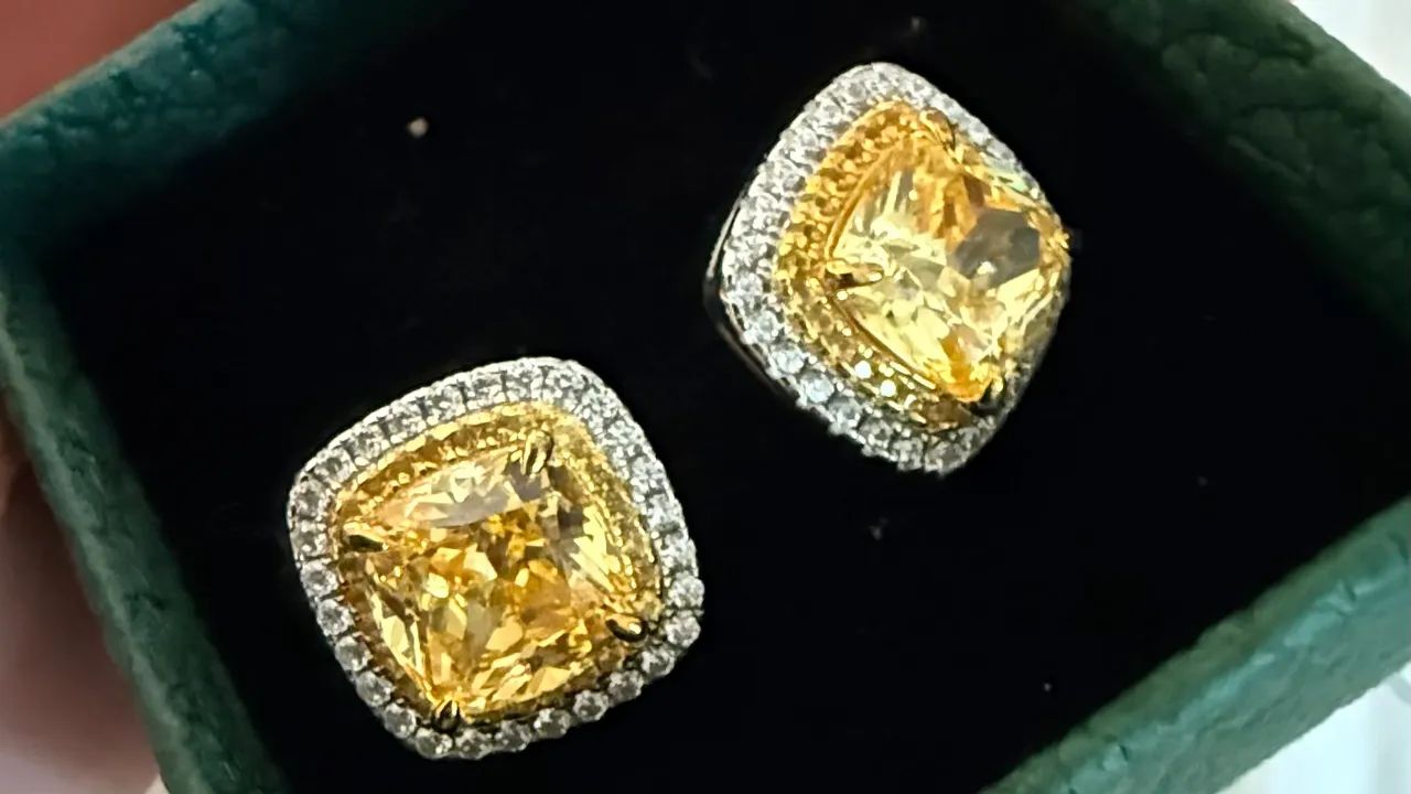 Brincos moisanites francy Yellow