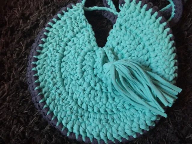 Bolsa Com Alça - Crochê Fio De Malha - Grande - Artesanal Azul-celeste - Foto 6