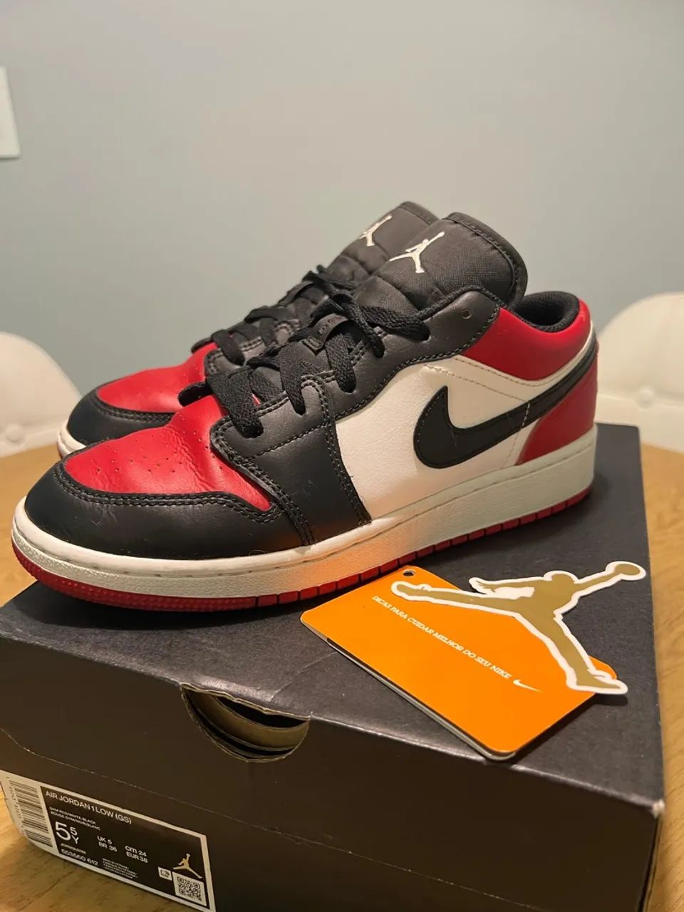 Tênis Air Jordan 1 Low OG ?Bred Toe? - 9/10 - Nº 36